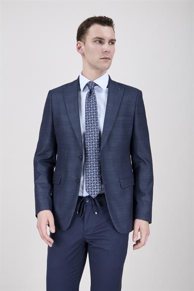 Erkek Slim Fit Sivri Yaka Açık Lacivert Ceket