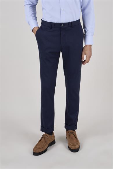 Erkek Açık Lacivert Slim Fit Bağcıklı Pantolon