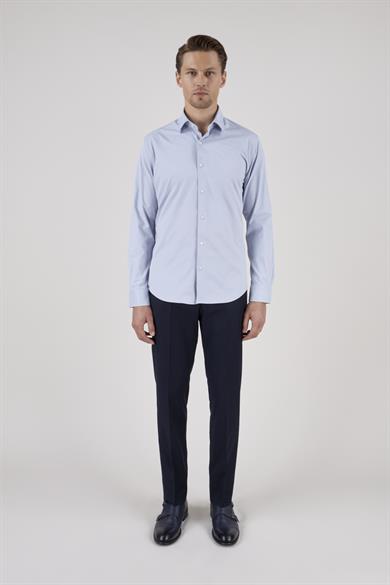 Erkek Slim Fit Açık Gri Gömlek