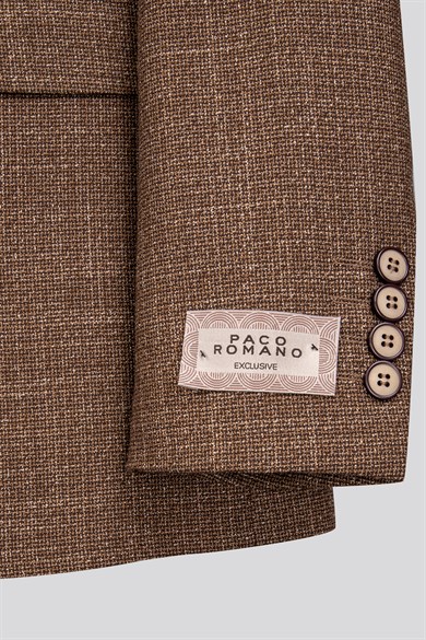 Erkek Slim Fit Mono Yaka Çıkarılabilir Kapitone Astarlı Açık Kahverengi Ceket