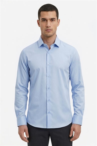Erkek Slim Fit Açık Mavi Gömlek