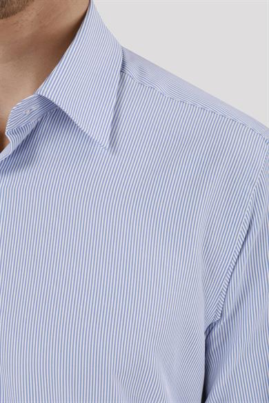 Erkek Slim Fit Çizgili Açık Lacivert Gömlek