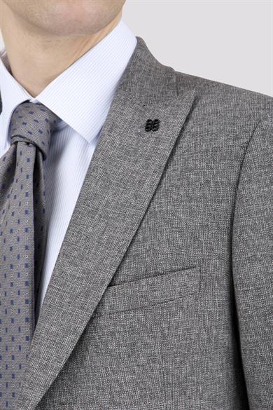 Erkek Slim Fit Sivri Yaka Açık Gri Ceket