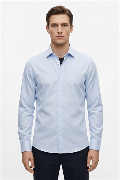 Erkek Slim Fit Açık Mavi Gömlek