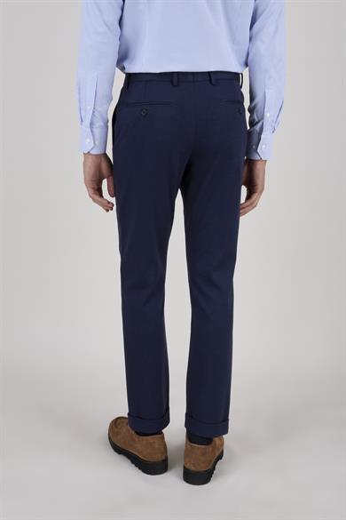 Erkek Açık Lacivert Slim Fit Bağcıklı Pantolon