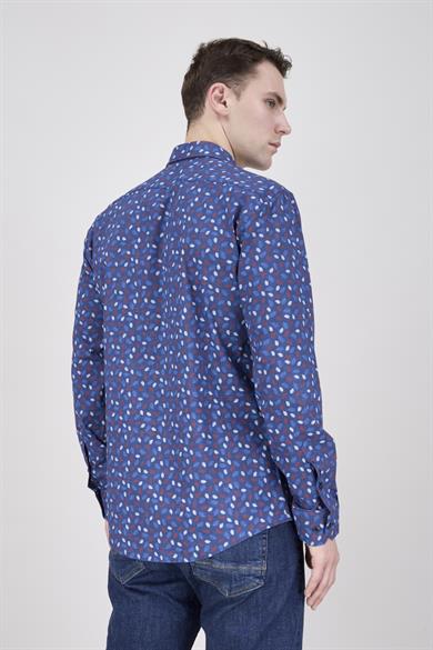 Erkek Slim Fit Açık Lacivert Gömlek