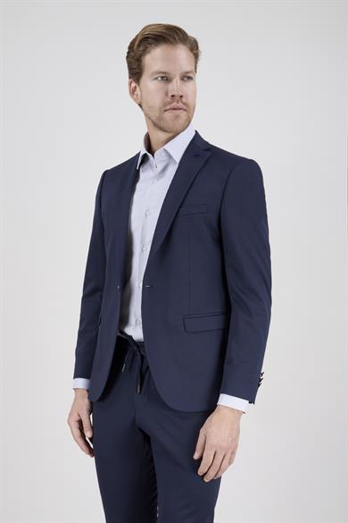 Erkek Slim Fit Mono Yaka Açık Lacivert Yarım Astar Takım Elbise