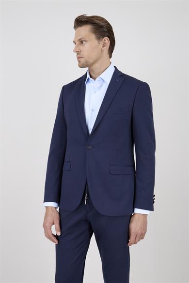 Erkek Slim Fit Mono Yaka Açık Lacivert Yarım Astar Takım Elbise