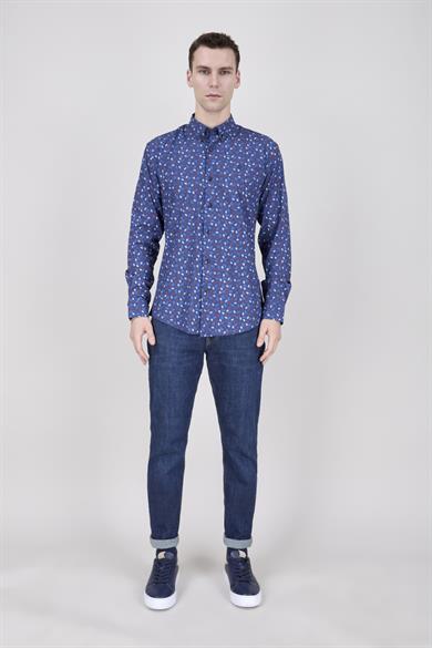 Erkek Slim Fit Açık Lacivert Gömlek