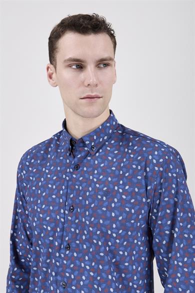 Erkek Slim Fit Açık Lacivert Gömlek