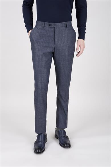 Erkek Slim Fit Sivri Yaka Açık Lacivert Kruvaze Model Takım Elbise