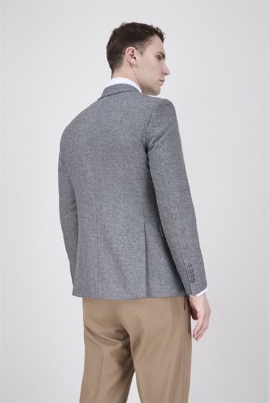 Erkek Slim Fit Sivri Yaka Açık Gri Ceket
