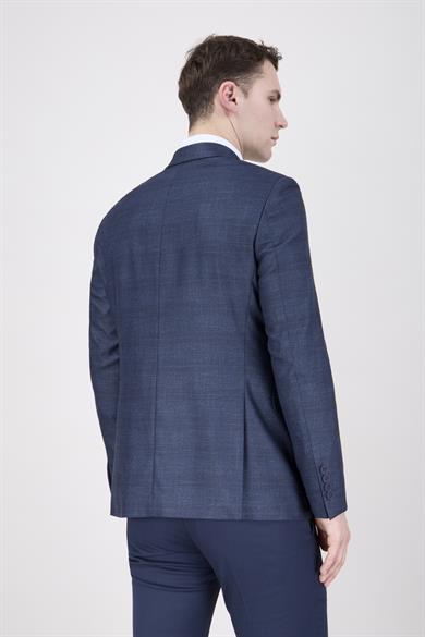 Erkek Slim Fit Sivri Yaka Açık Lacivert Ceket