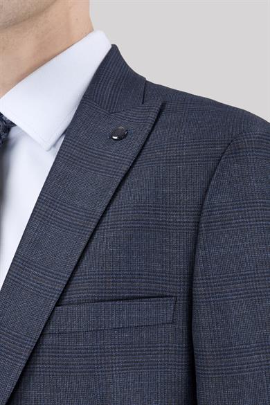 Erkek Slim Fit Sivri Yaka Açık Lacivert Ceket