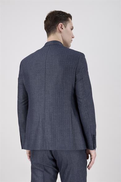 Erkek Slim Fit Sivri Yaka Açık Lacivert Kruvaze Model Takım Elbise