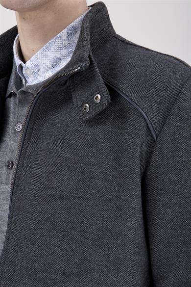 Erkek Antrasit Dik Yaka Fermuarlı Casual Mont