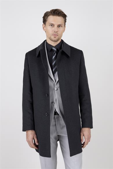 Erkek Antrasit Kaşe Kaban