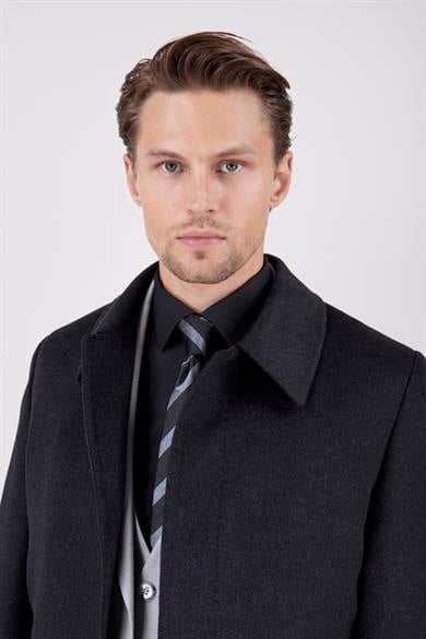 Erkek Antrasit Kaşe Kaban