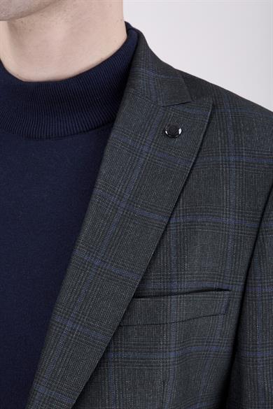 Erkek Slim Fit Sivri Yaka Antrasit Ceket