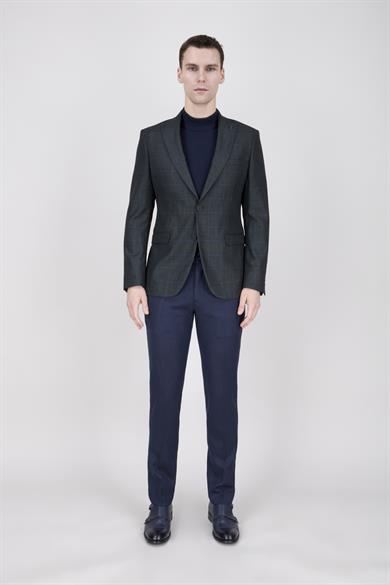 Erkek Slim Fit Sivri Yaka Antrasit Ceket