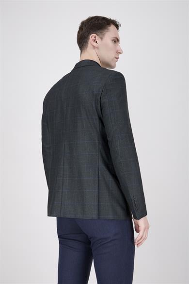 Erkek Slim Fit Sivri Yaka Antrasit Ceket