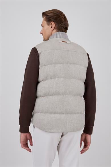 Erkek Bej Dik Yaka Yünlü Casual Yelek