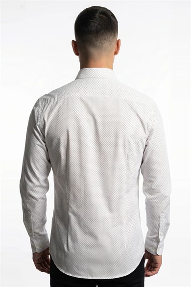 Beyaz Slim Fit 02 Düğmeli Model Uzun Kol 6 Drop Gömlek