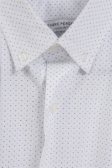 Beyaz Slim Fit 02 Düğmeli Model Uzun Kol 6 Drop Gömlek