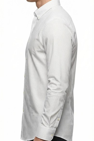 Beyaz Slim Fit 02 Düğmeli Model Uzun Kol 6 Drop Gömlek