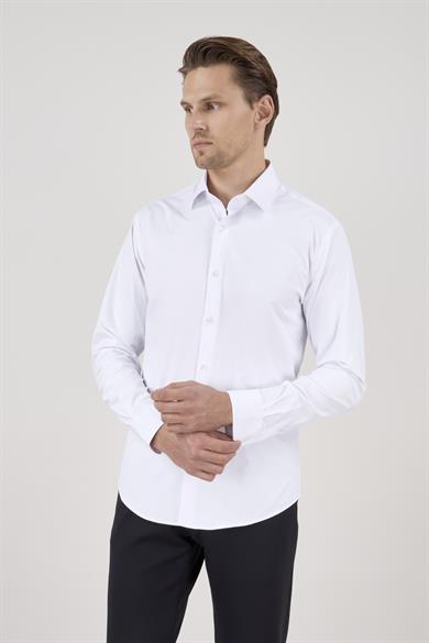 Erkek Slim Fit Beyaz Gömlek