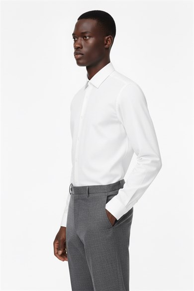 Erkek Slim Fit Beyaz Gömlek