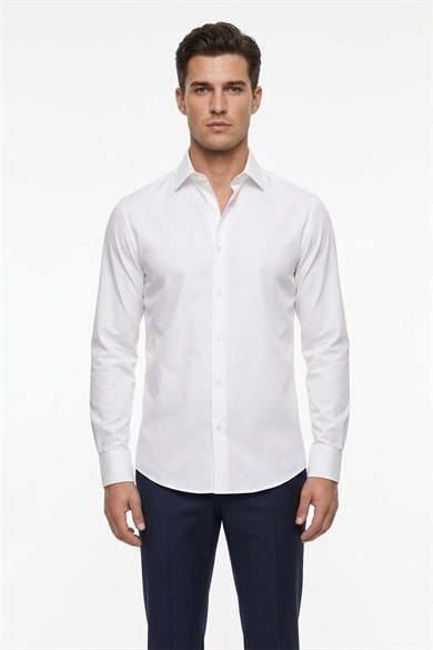 Erkek Slim Fit Beyaz Gömlek