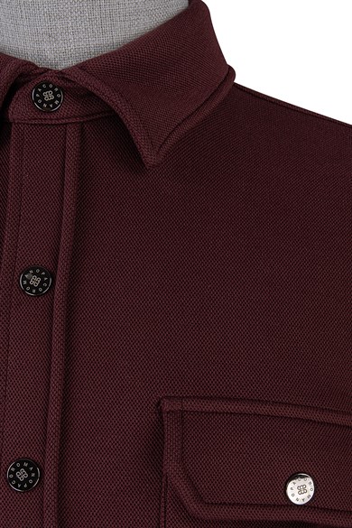 Erkek Regular Fit Bordo Örme Gömlek