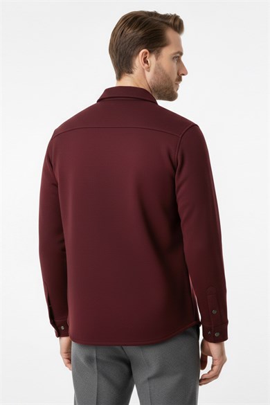 Erkek Regular Fit Bordo Örme Gömlek