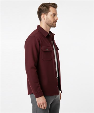 Erkek Regular Fit Bordo Örme Gömlek