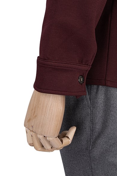 Erkek Regular Fit Bordo Örme Gömlek