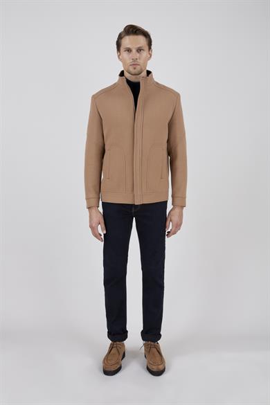 Erkek Camel Renk Kaşe Mont