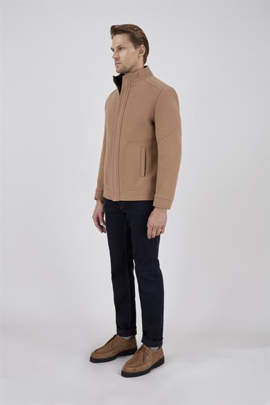 Erkek Camel Renk Kaşe Mont