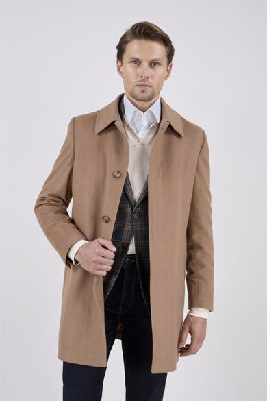 Erkek Camel Kaşe Kaban