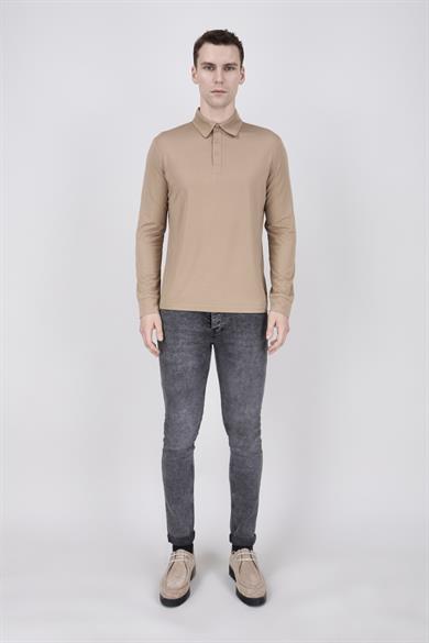 Erkek Uzun Kol Camel Polo Yaka Tişört