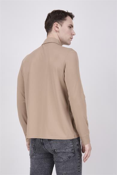 Erkek Uzun Kol Camel Polo Yaka Tişört