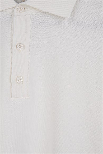 Erkek Ekru Polo Yaka Triko
