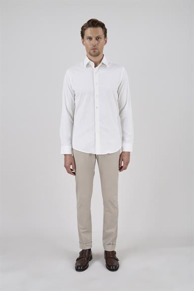 Erkek Slim Fit Ekru Gömlek