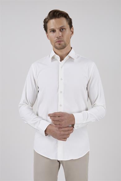 Erkek Slim Fit Ekru Gömlek