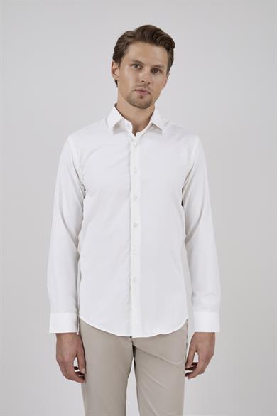 Erkek Slim Fit Ekru Gömlek