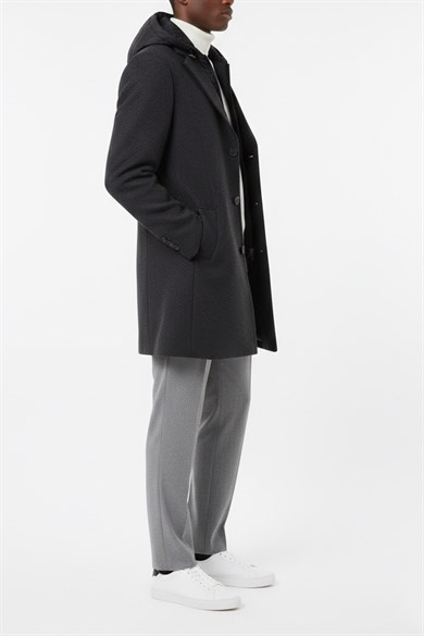 Erkek Antrasit Kaşe Kaban