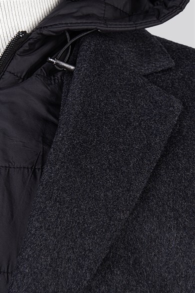 Erkek Antrasit Kaşe Kaban