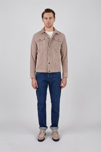 Erkek Bej Kadife Casual Mont