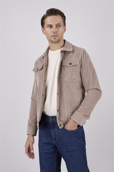 Erkek Bej Kadife Casual Mont
