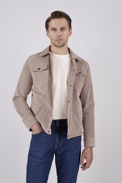 Erkek Bej Kadife Casual Mont